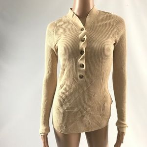 H&M Women's Pullover Sweater Ribbed Knit Tan Sz 8